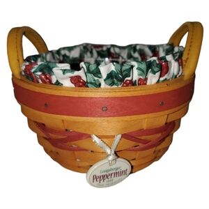 VTG Longaberger 1999 Tree Trimming Collection Peppermint Basket with Liner